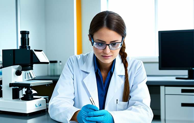 수질환경 취업 경쟁력 높이는 방법 - **

A professional female environmental engineer, fully clothed in a lab coat and safety glasses, ex...