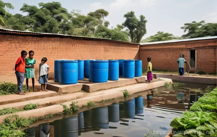 수질환경 방지시설 운영 사례 - **Prompt:** "A brightly lit, modern water treatment plant, showcasing advanced filtration systems at...