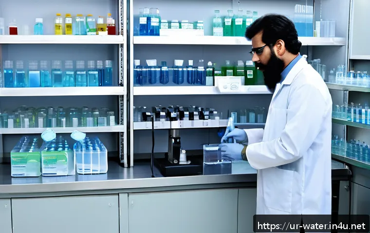 수질환경기사 최신 기출문제 정리 - A modern laboratory setting in Pakistan focused on advanced water quality testing, featuring state-o...