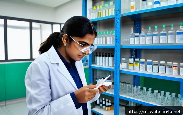 수질환경기사 시험 공략법 - A modern laboratory setting in Pakistan focused on water quality testing: a female scientist wearing...